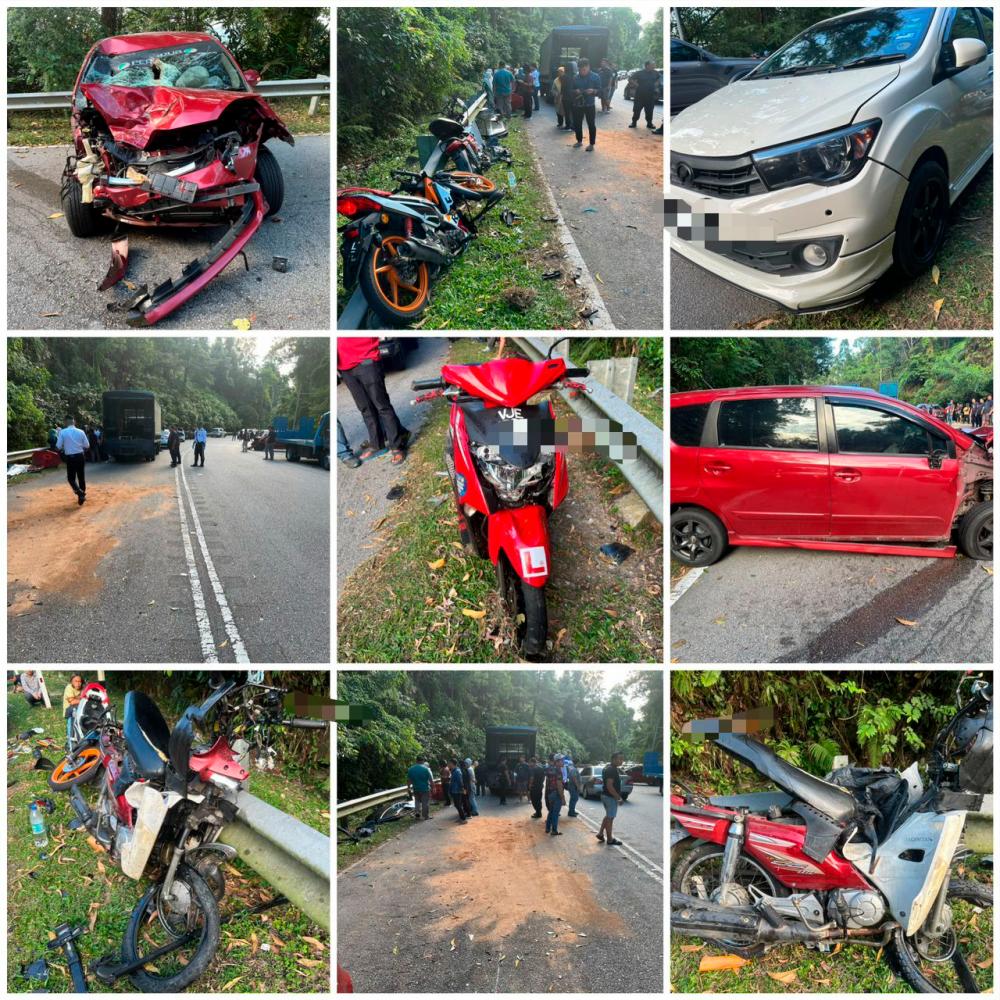 Motorcyclist dead in six vehicle crash on Jalan Hulu Langat-Ampang after Perodua Alza swerved into opposite lane 