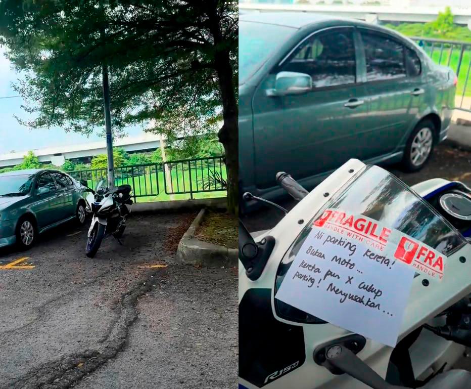 Motosikal Yamaha R15 mengambil tempat letak kereta, dikenakan saman dan notis orang ramai Motosikal Yamaha R15 mengambil tempat letak kereta, dikenakan saman dan notis orang ramai
