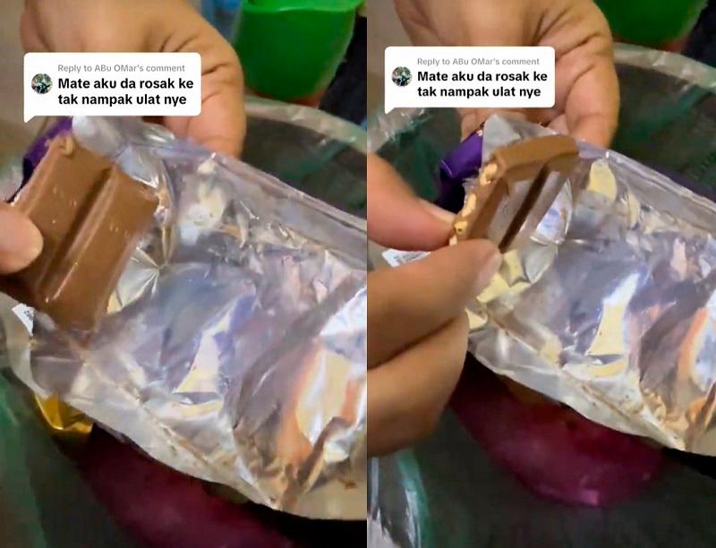 M'sian father horrified to find worms crawling in chocolate bar M'sian father horrified to find worms crawling in chocolate bar
