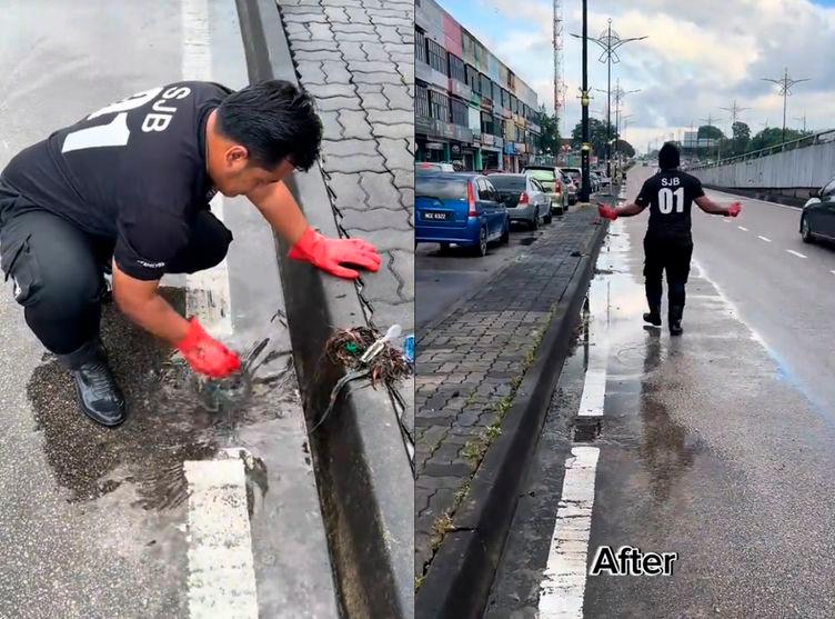 M’sian man clears clogged gutter in JB to prevent flooding, impresses netizens M’sian man clears clogged gutter in JB to prevent flooding, impresses netizens