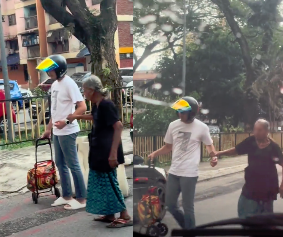 M’sian man helps elderly Indian aunty cross road, carries her trolley—melts hearts online M’sian man helps elderly Indian aunty cross road, carries her trolley—melts hearts online