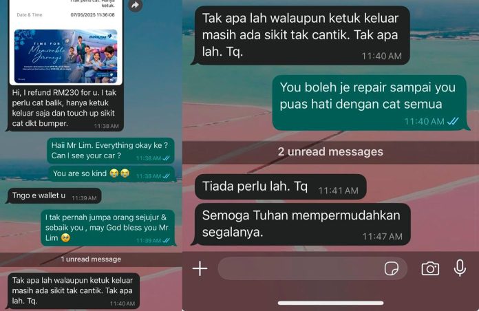 “Never met a person as nice as you” - M’sian speechless as Chinese driver refunds RM230 repair money after accident