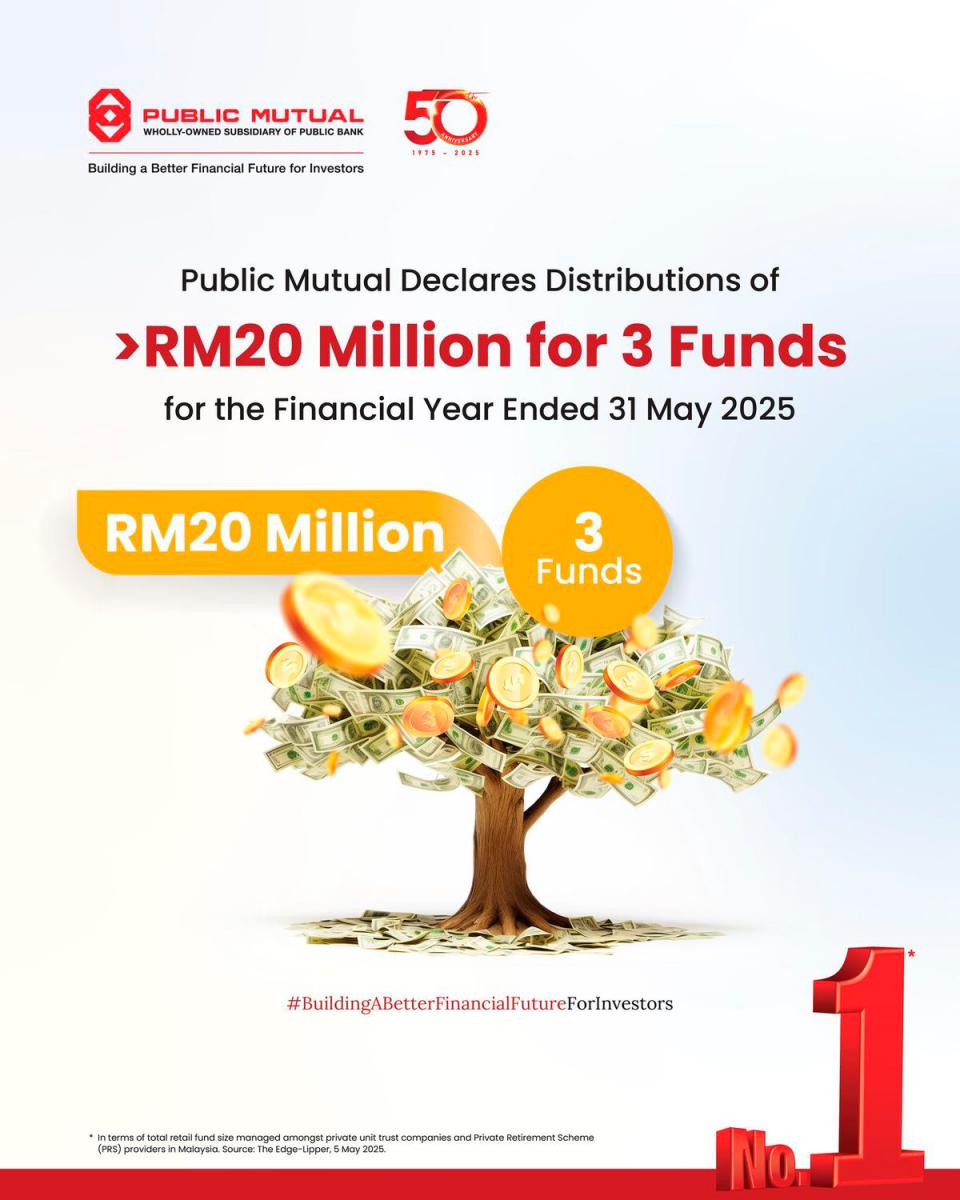 Public Mutual umum agihan lebih RM20 juta bagi tiga dana Public Mutual umum agihan lebih RM20 juta bagi tiga dana