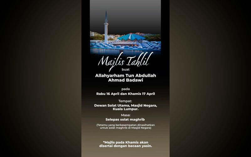 Public invited to Yasin recital, tahlil for late Tun Abdullah Badawi - Khairy Public invited to Yasin recital, tahlil for late Tun Abdullah Badawi - Khairy