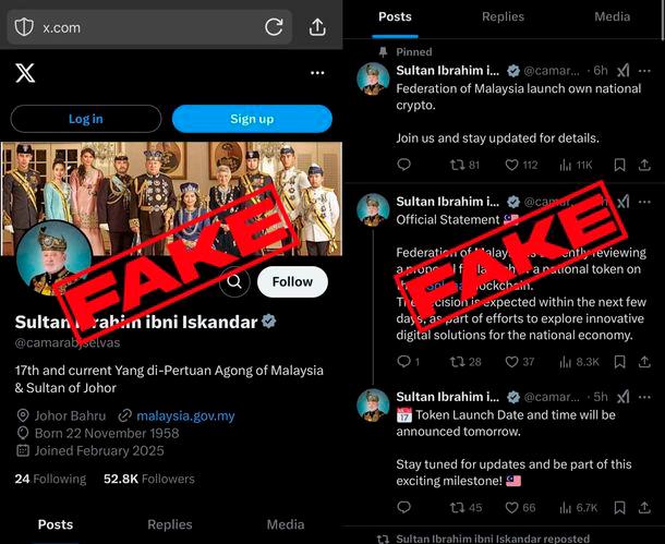 Public reminded not to fall for fake Sultan Ibrahim social media accounts