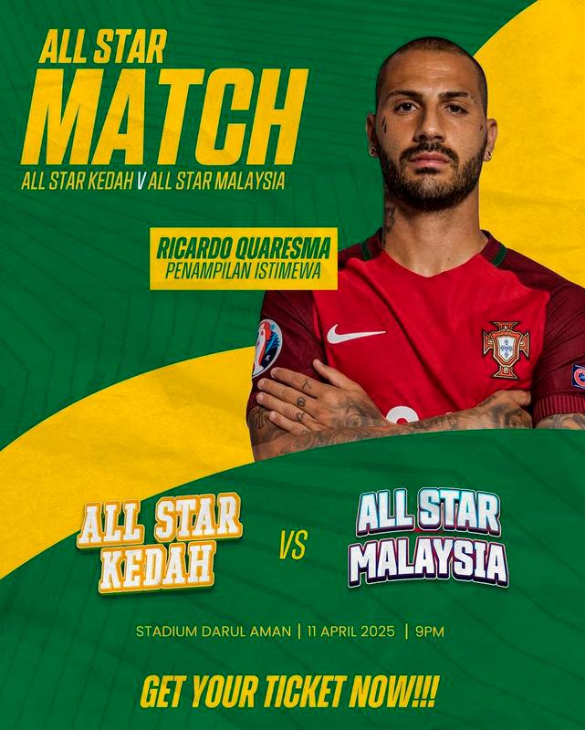 Quaresma bakal memeriahkan perlawanan persahabatan Kedah FC Quaresma bakal memeriahkan perlawanan persahabatan Kedah FC
