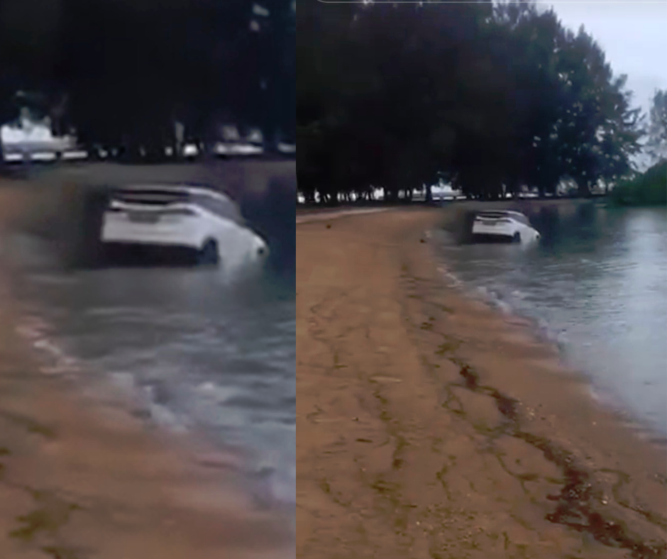 Rented Proton X70 ends up in sea after Raya beach trip gone wrong