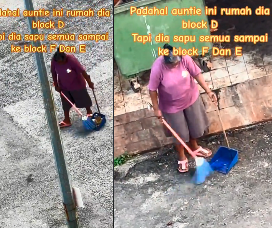 Selfless auntie sweep residential blocks clean, earns viral praise Selfless auntie sweep residential blocks clean, earns viral praise