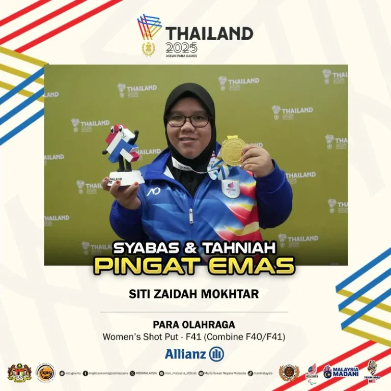 Siti Zaidah wins 100th gold medal at 2025 ASEAN Para Games