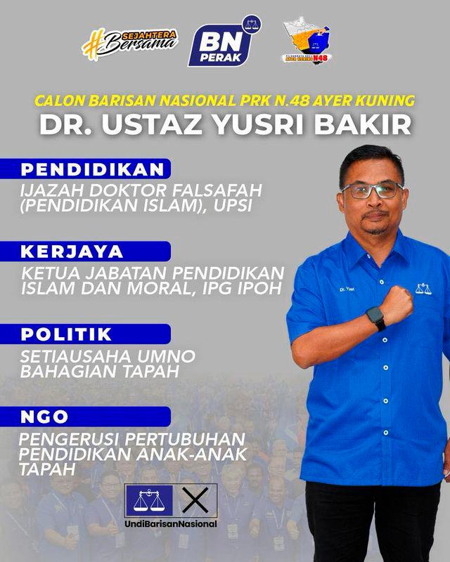 Tapah UMNO secretary Mohamad Yusri named BN candidate for Ayer Kuning polls Tapah UMNO secretary Mohamad Yusri named BN candidate for Ayer Kuning polls