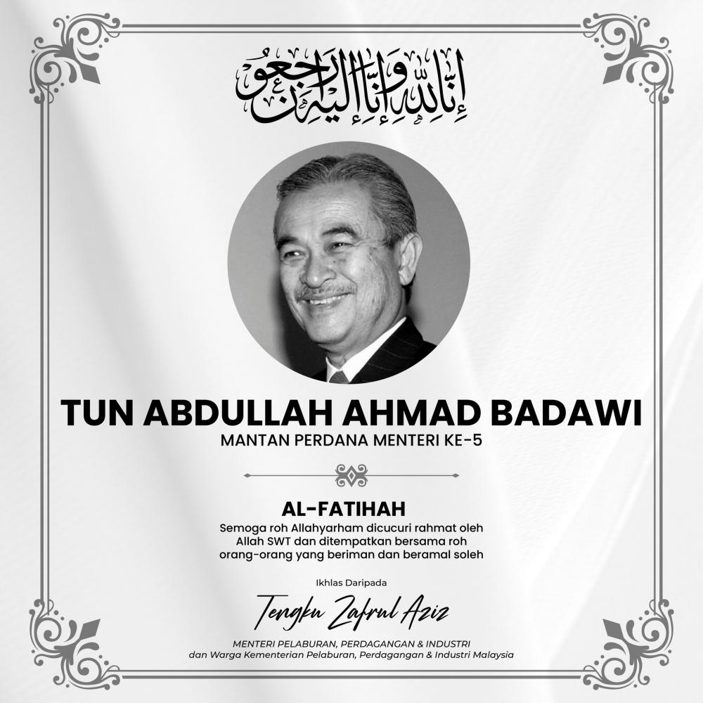 Tengku Zafrul, Rafizi extend condolences on passing of Tun Abdullah Badawi