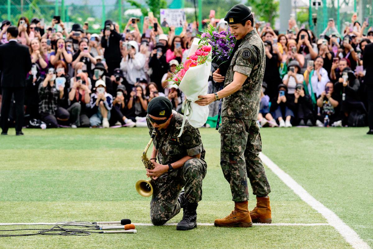 Two BTS megastars released from South Korea military Two BTS megastars released from South Korea military