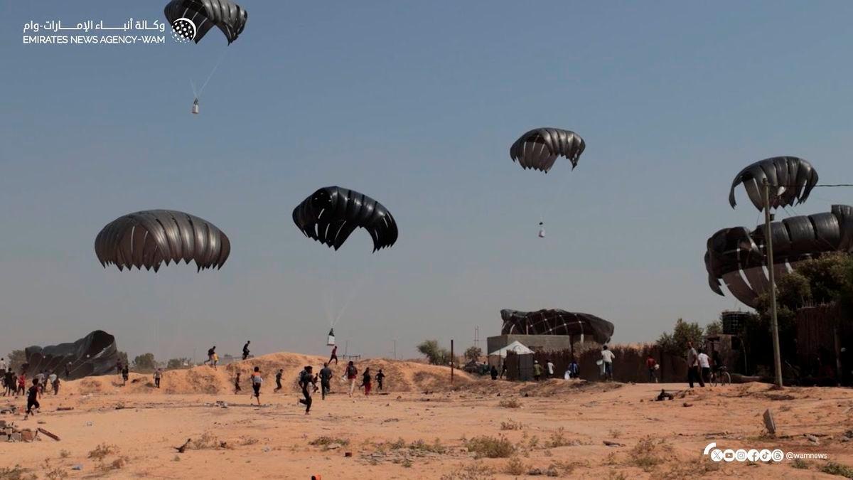 UAE conducts 73rd airdrop of aid to Gaza with international partners UAE conducts 73rd airdrop of aid to Gaza with international partners