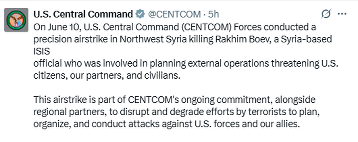US says airstrike killed Islamic State official in Syria US says airstrike killed Islamic State official in Syria