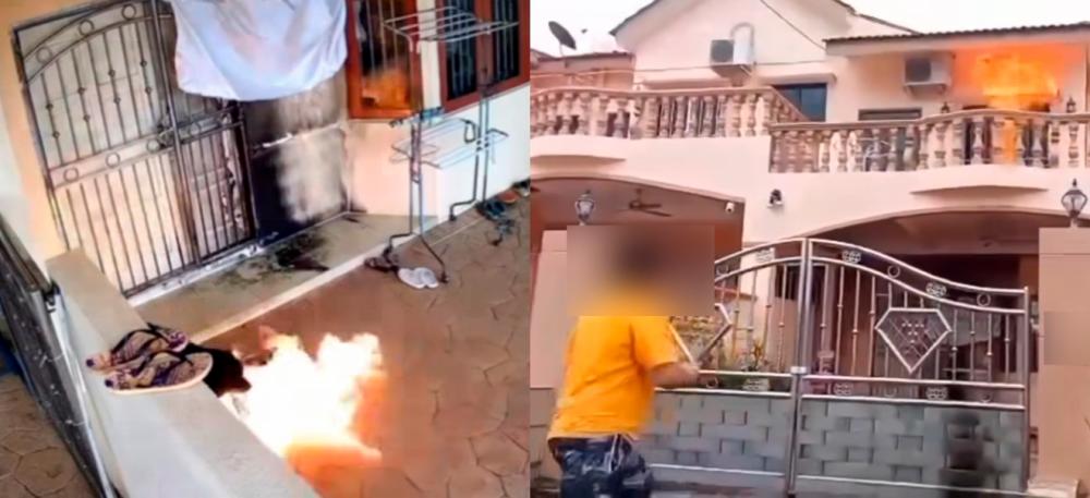 Video of man throwing Molotov cocktails at Puchong house and pet dog goes viral Video of man throwing Molotov cocktails at Puchong house and pet dog goes viral