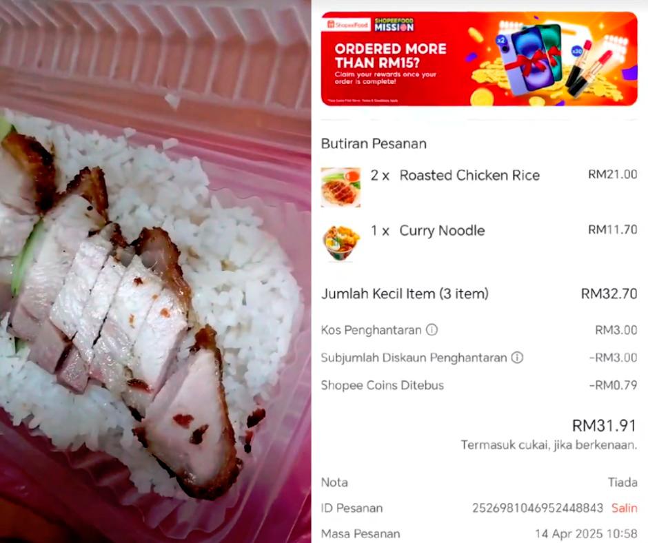Wanita hampir termakan daging babi setelah memesan nasi ayam Wanita hampir termakan daging babi setelah memesan nasi ayam