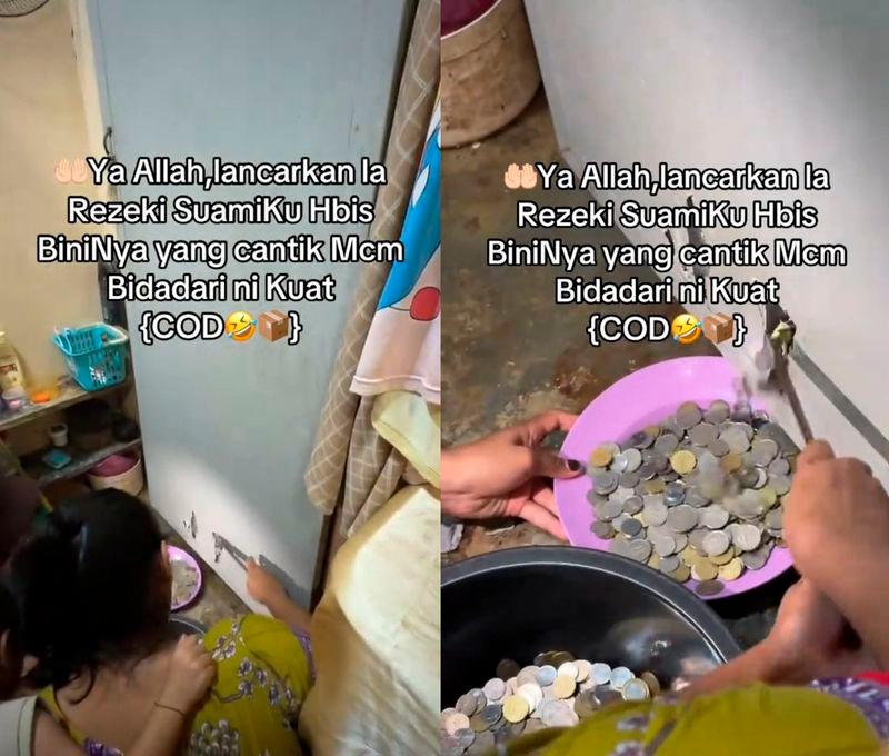 Wife recovers over RM10,000 in coins from bathroom door thanks to husband’s habit