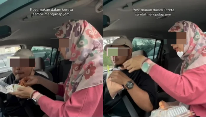 Woman_s_gesture_of_feeding_husband_driving_irks_netizens_over_safety_issues Woman’s gesture of feeding husband driving irks netizens over safety issues