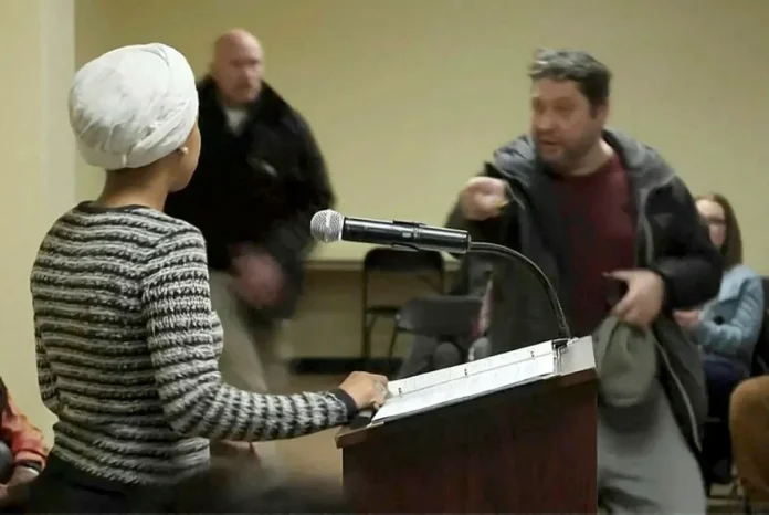 usa-trump-minnesota Man disrupts Ilhan Omar event in Minnesota, sprays her with liquid