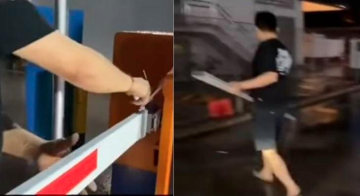 BMW driver in Singapore dismantles boom gate, refusing to pay RM160 parking fee BMW driver in Singapore dismantles boom gate, refusing to pay RM160 parking fee