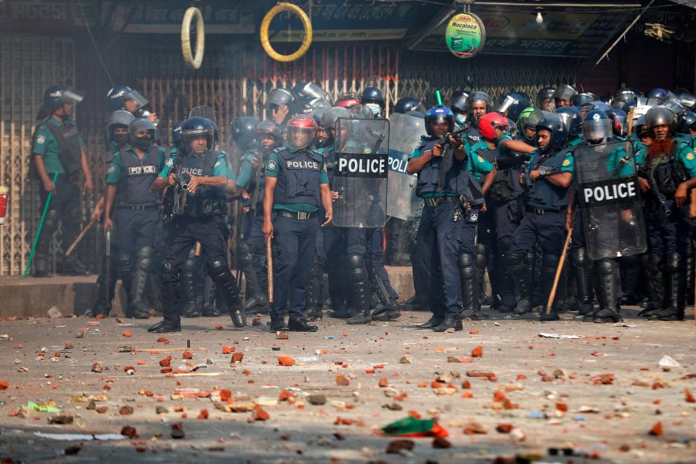 Bangladesh police break up anti-PM protest with tear gas, rubber bullets