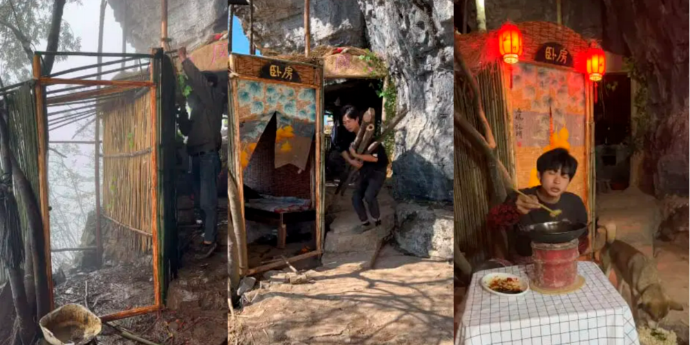 Chinese man resides in DIY bamboo shed in the mountains to escape hectic city life 