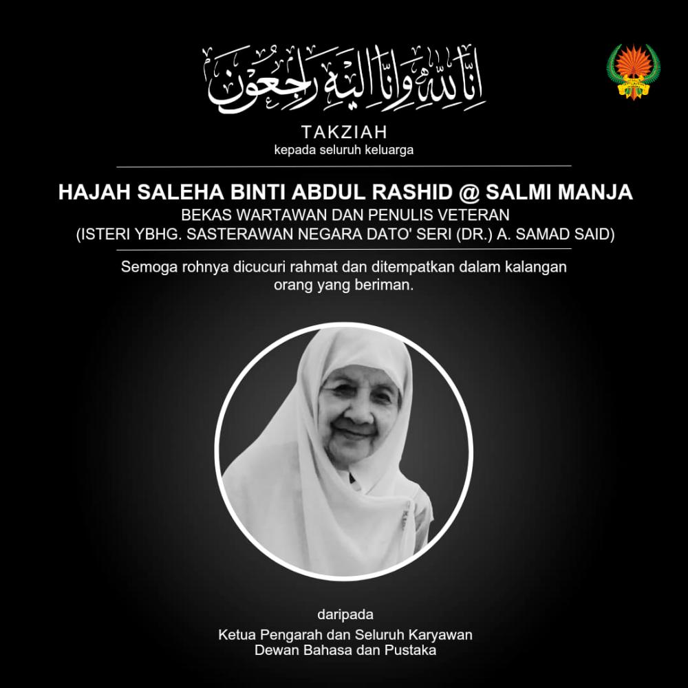 Former journalist, novelist Salmi Manja passed away Former journalist, novelist Salmi Manja passed away