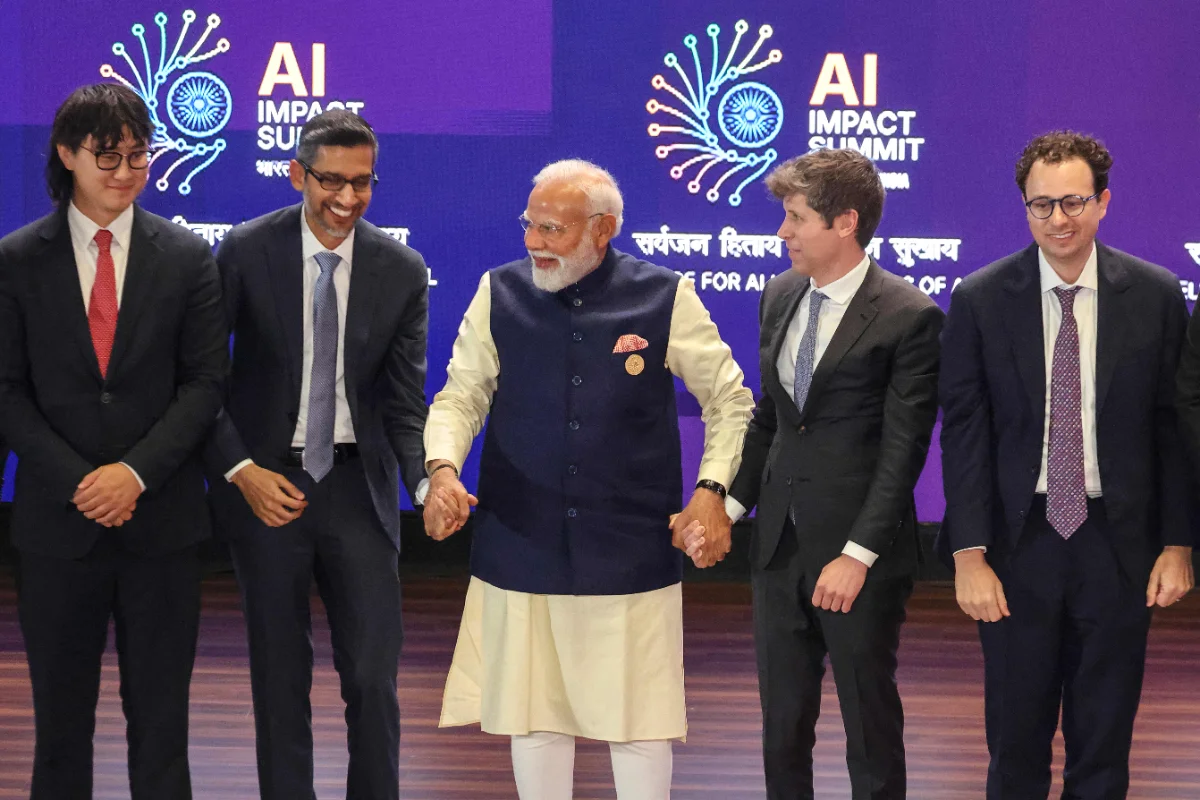 AI rivals' awkward hand-hold snub goes viral AI rivals' awkward hand-hold snub goes viral