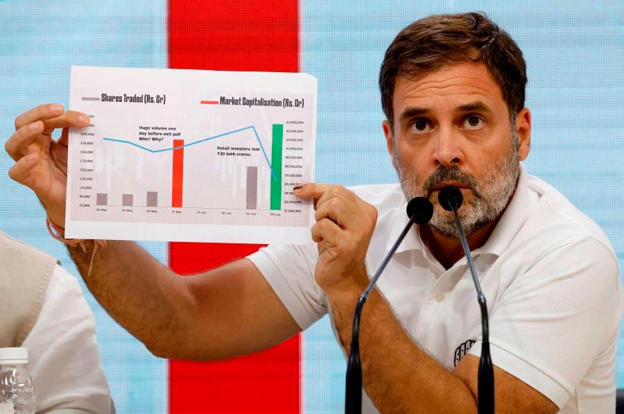 India’s opposition leader seeks probe into stock market moves during election India’s opposition leader seeks probe into stock market moves during election
