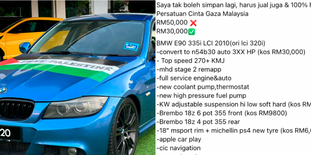 M’sian man sells his favourite luxury car for RM30k to raise funds for Palestine