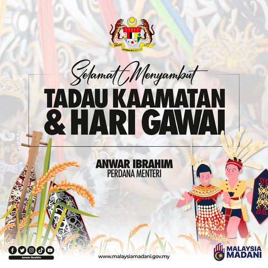 PM conveys Kaamatan Festival, Gawai Day greetings