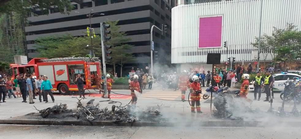 Sembilan motosikal, empat skuter elektrik musnah dalam kebakaran di Suria KLCC