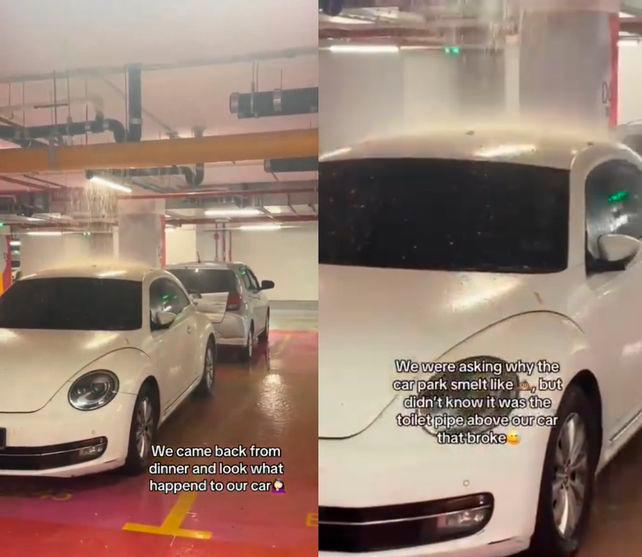 Women horrified to find their car getting a “sewage water shower” at The Exchange TRX