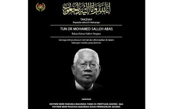 Agong, Raja Permaisuri convey condolences to family of Salleh Abas Agong, Raja Permaisuri convey condolences to family of Salleh Abas