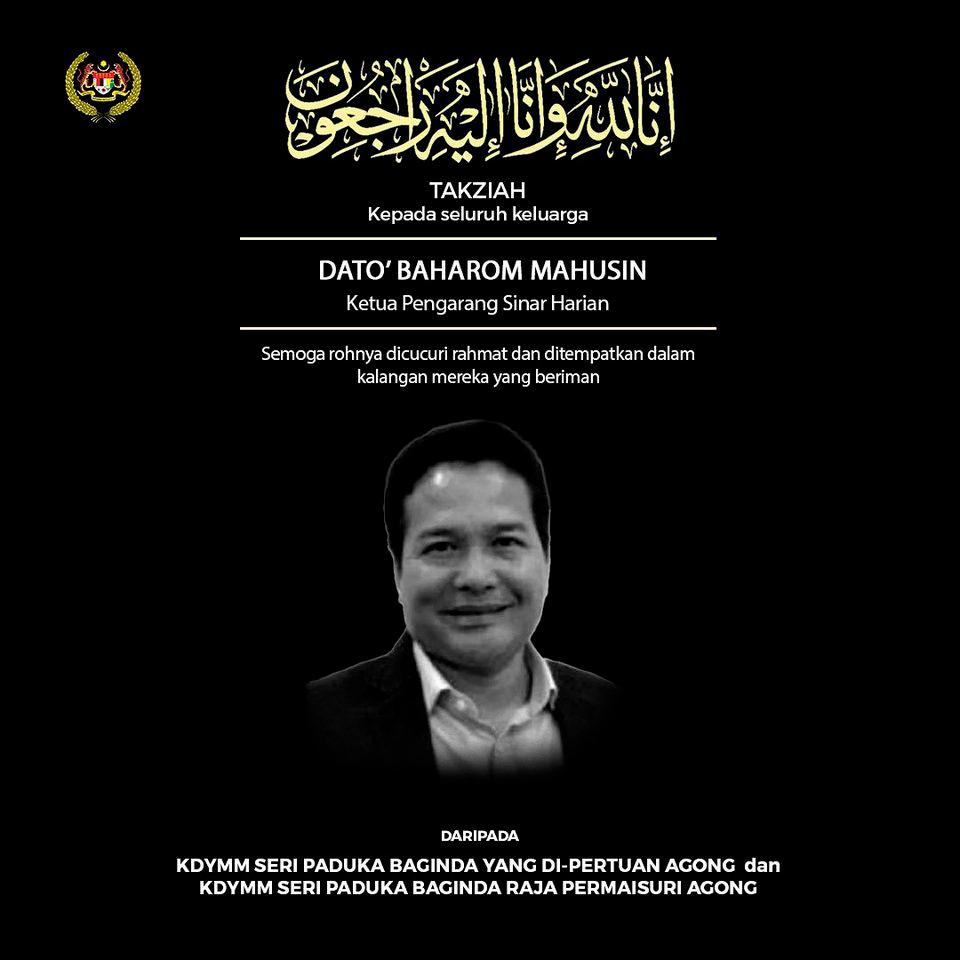 Agong conveys condolences to family of Sinar Harian group editor-in-chief Agong conveys condolences to family of Sinar Harian group editor-in-chief