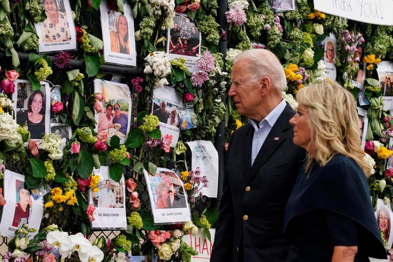 Biden mourns with Florida families, search of collapsed condo ruins resumes