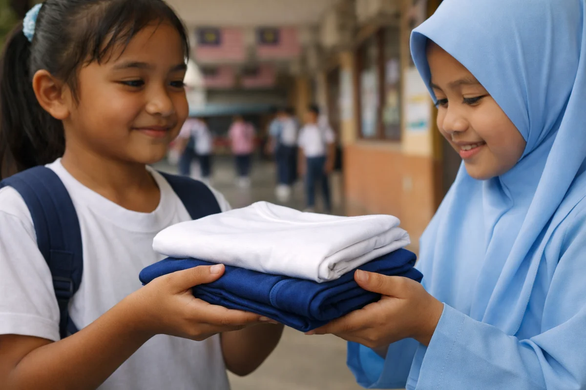 Little girl gives her only spare school PJ clothes to poor friend, netizens say mum raised her right Little girl gives her only spare school PJ clothes to poor friend, netizens say mum raised her right