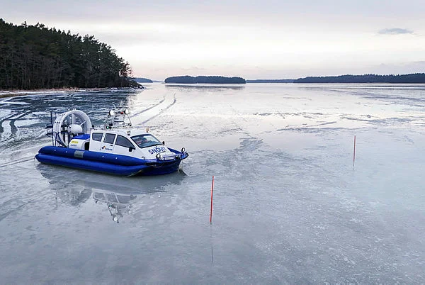 In Finland, kids take hovercraft to school over frozen Baltic Sea