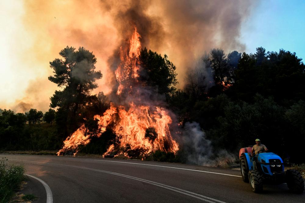 Greek firefighters in uphill battle to save famed natural park