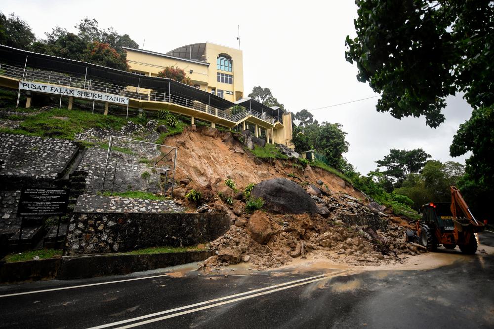 Landslide near Sheikh Tahir Astronomy Centre building in Balik Pulau