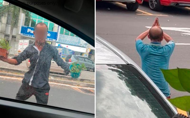 Locals warned of beggar around Puchong who throws flower pots at cars Locals warned of beggar around Puchong who throws flower pots at cars