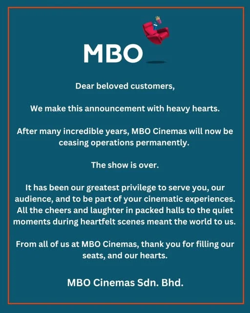 'The show is over': MBO Cinemas shuts down nationwide after 23 years 'The show is over': MBO Cinemas shuts down nationwide after 23 years