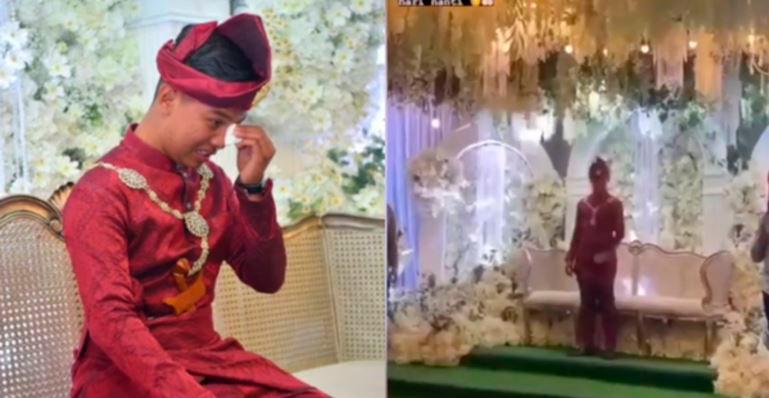Man cries and walks down the aisle alone at his wedding reception Man cries and walks down the aisle alone at his wedding reception