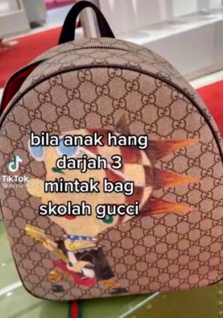 Mum spends over RM7,000 for son's Gucci backpack Mum spends over RM7,000 for son's Gucci backpack