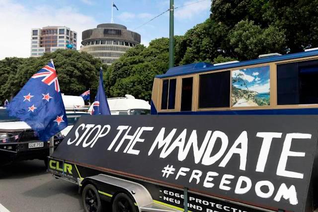New Zealand Covid protest convoy jams streets near parliament