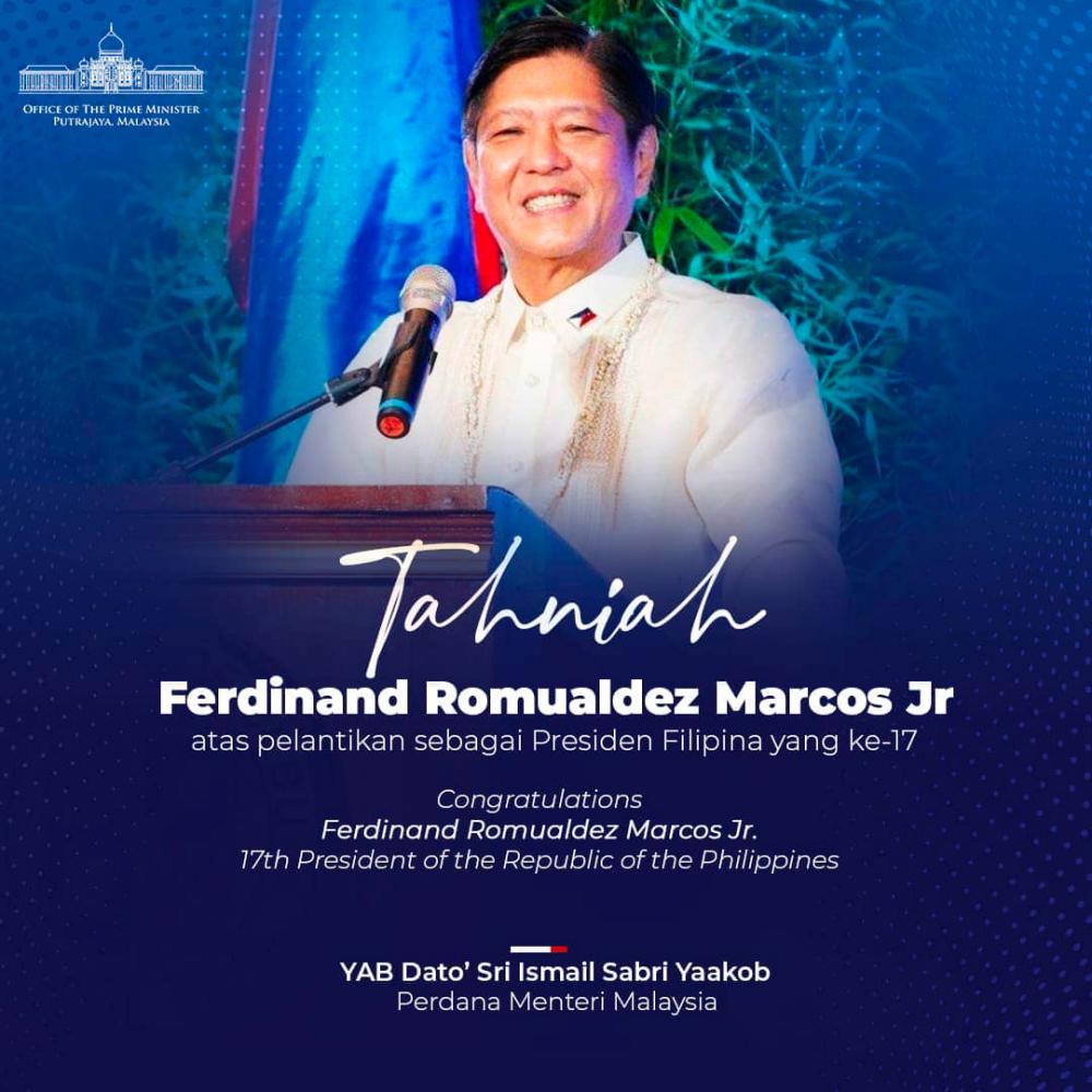 PM congratulates newly sworn-in Philippine President Marcos Jr PM congratulates newly sworn-in Philippine President Marcos Jr