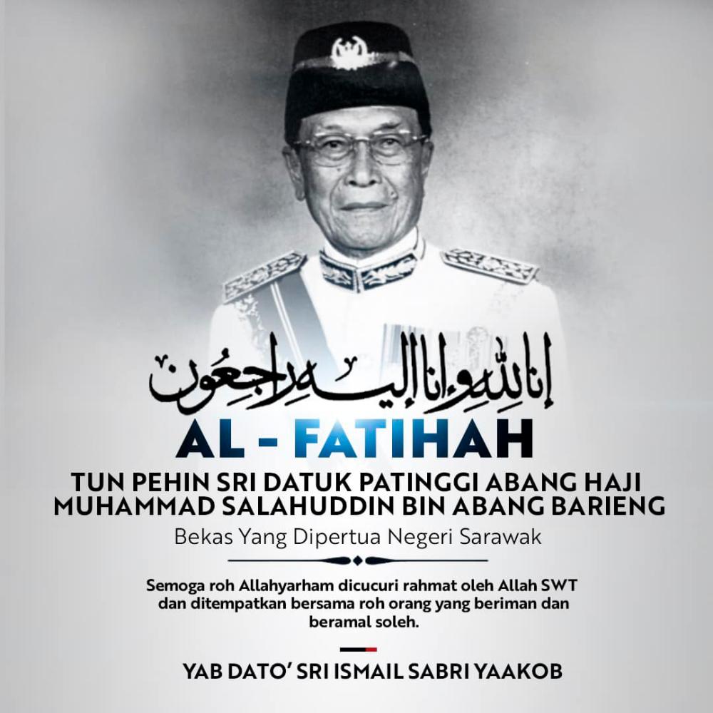 PM extends condolences to family of former Yang di-Pertua Negeri of Sarawak
