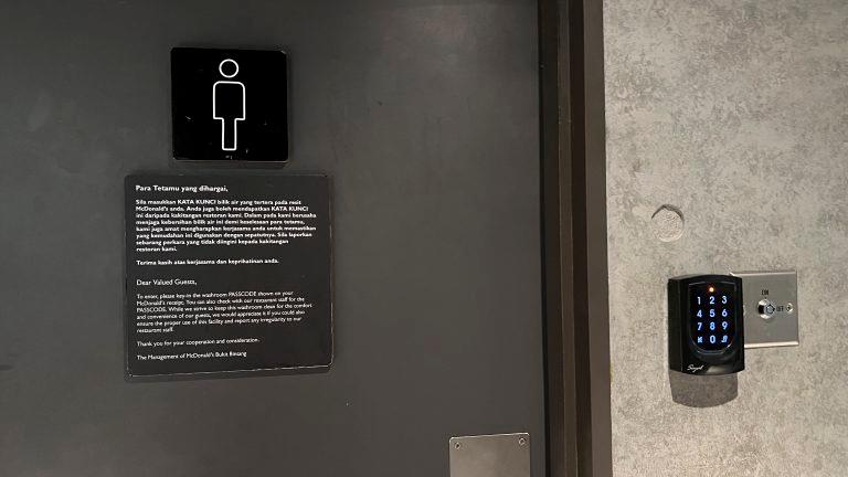 Password required to use Bukit Bintang McD toilet 