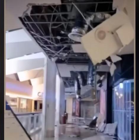 Penang mall ceiling collapsed on third floor due to heavy rainfall Penang mall ceiling collapsed on third floor due to heavy rainfall