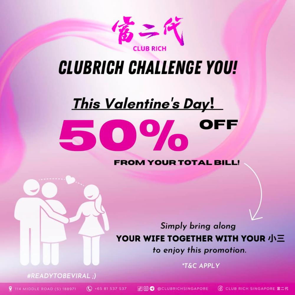 Singapore nightclub offers 50% discount daring patrons to bring wife and mistress
